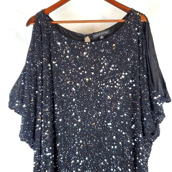 Aidan Mattox Black Cold Shoulder Sequin Dress - Picture 3 of 10